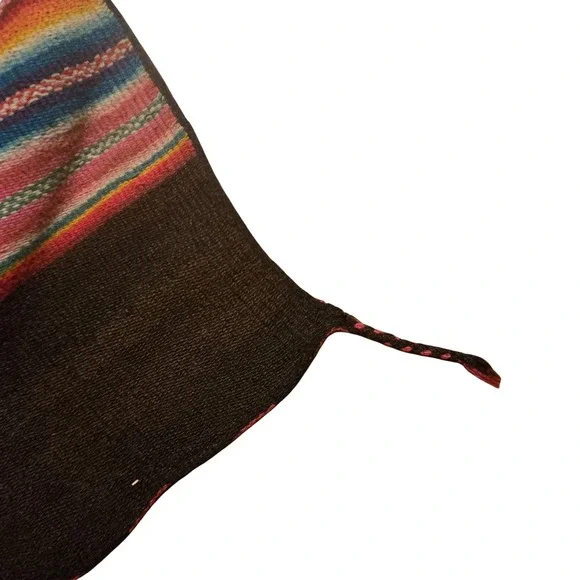 Vintage Hand Woven Andean Aguayo Manta Wool Textile Wabi-Sabi Folk Art 45x42